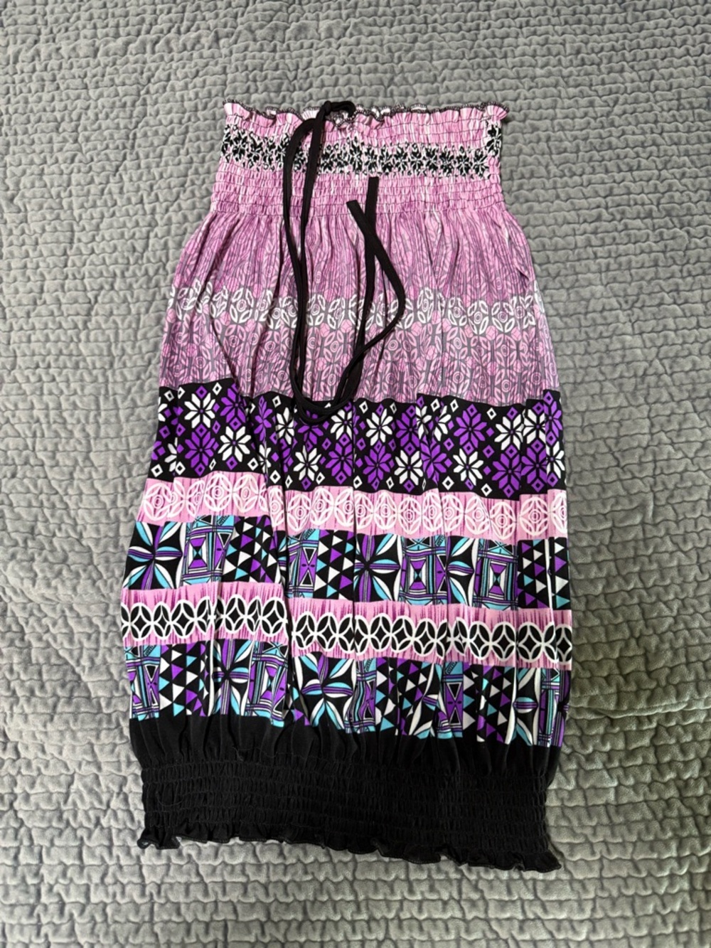 JON & ANNA New York Pink and Purple Smocked Tube Dress with Tie